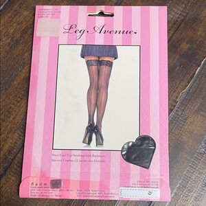 Leg Avenue Sheer Lace Top Stockings with Backseam NEW